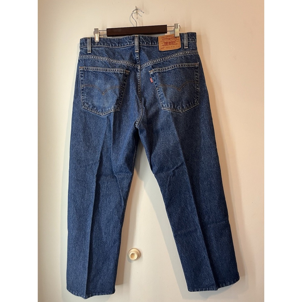Levis 505‎ Regular Fit Straight Leg Jeans W38 L30 Blue Classic Cotton Med Wash - Picture 2 of 5